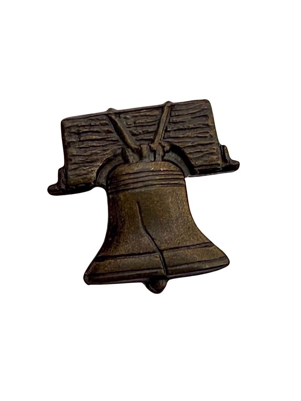 Vintage Liberty Bell Brooch Pin Miniature Brass Tone Patriotic